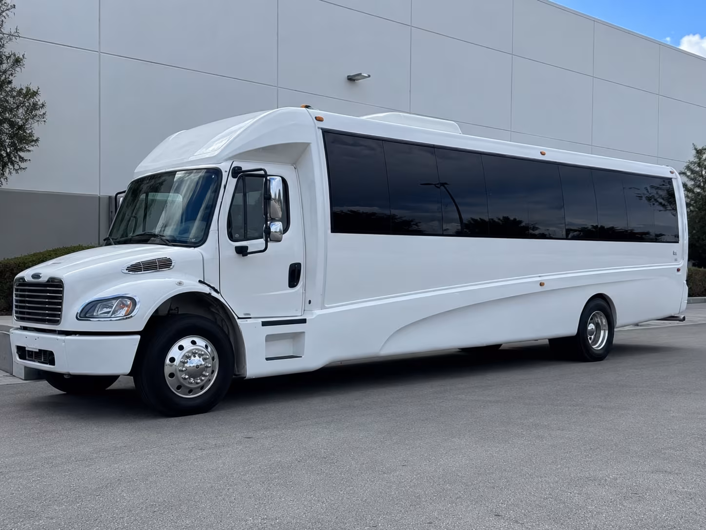 Group beside a Mercedes Sprinter limo in Murrieta
