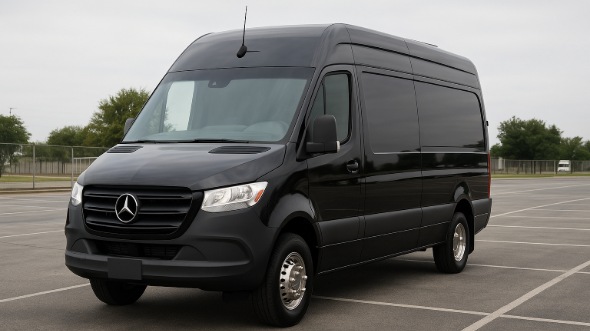 Exterior of Charter Bus Company Riverside's 14 Passenger Sprinter Limousine in Riverside
