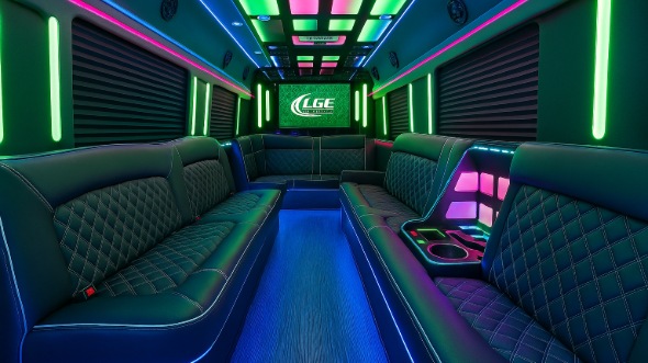 Interior of Charter Bus Company Menifee's 20 Passenger Party Bus in Menifee