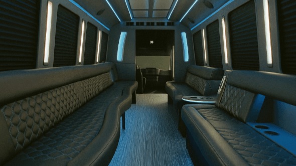 Interior of Charter Bus Company Pomona's 20 Passenger Party Bus in Pomona