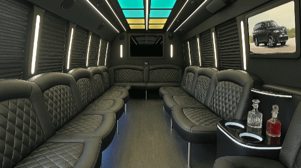 Interior of Charter Bus Company Hemet's 25 Passenger Party Bus in Hemet