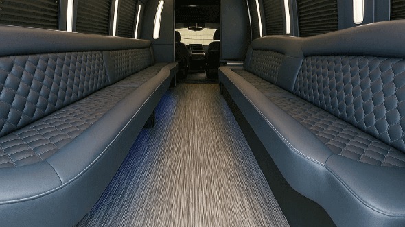 Interior of Charter Bus Company Perris's 25 Passenger Party Bus in Perris