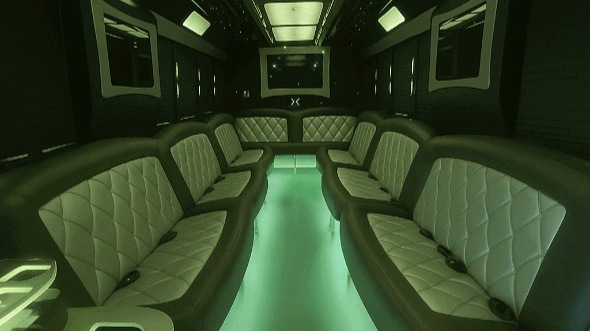 Interior of Charter Bus Company Pomona's 25 Passenger Party Bus in Pomona