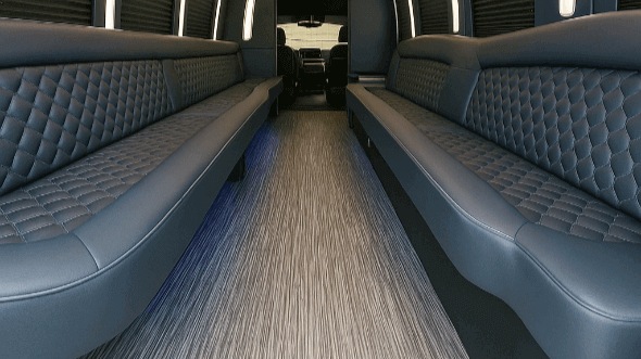 Interior of Charter Bus Company Temecula's 25 Passenger Party Bus in Temecula