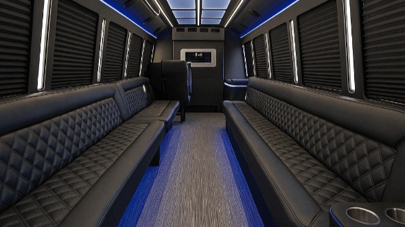 Interior of Charter Bus Company Corona's 28 Passenger Party Bus in Corona