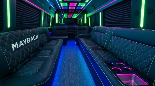 Interior of Charter Bus Company Lake Elsinore's 28 Passenger Party Bus in Lake Elsinore