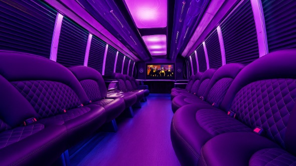 Interior of Charter Bus Company Perris's 28 Passenger Party Bus in Perris