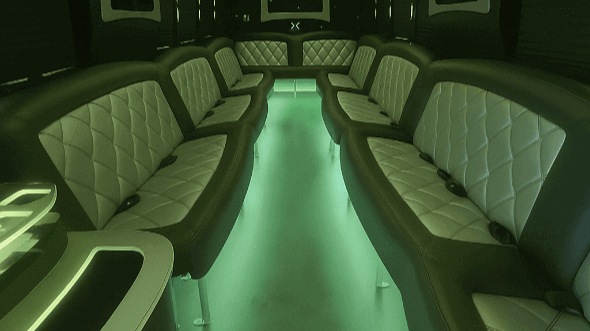 Interior of Charter Bus Company Pomona's 28 Passenger Party Bus in Pomona