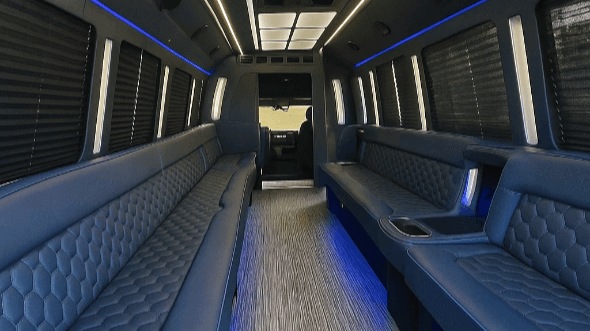 Interior of Charter Bus Company Perris's 30 Passenger Party Bus in Perris