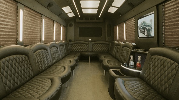 Interior of Charter Bus Company Pomona's 30 Passenger Party Bus in Pomona