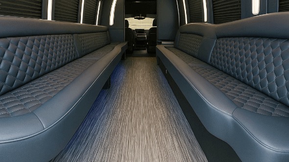 Interior of Charter Bus Company Lake Elsinore's 40 Passenger Party Bus in Lake Elsinore
