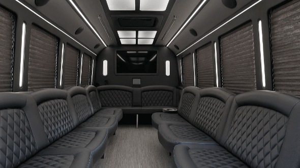 Interior of Charter Bus Company Pomona's 40 Passenger Party Bus in Pomona