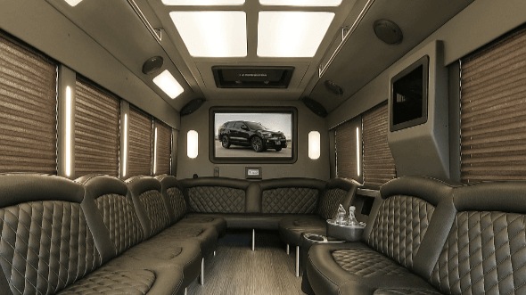 Interior of Charter Bus Company Menifee's 50 Passenger Party Bus in Menifee